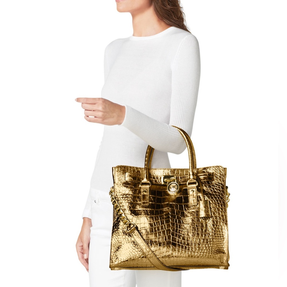 Michael Kors Large Hamilton Crocodile Embossed Tote